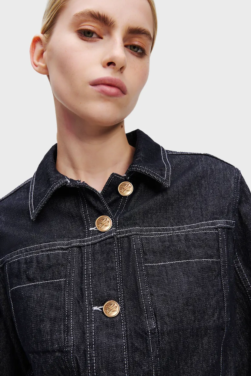 Жіноча темно-синя джинсова куртка BUTTON DENIM JACKET 4