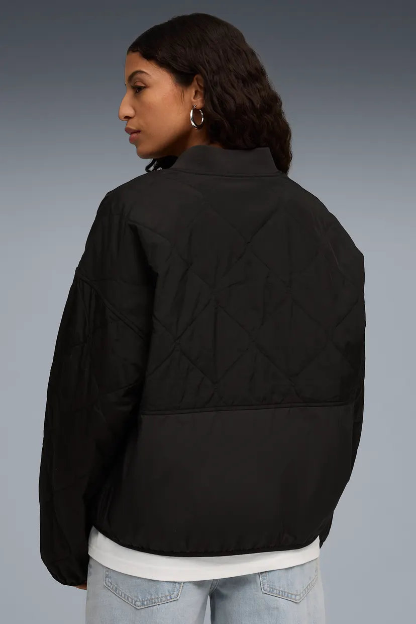 Music Unlimited ブラックジャケット M Женский черный двусторонний бомбер Wardrobe Essentials Reversible