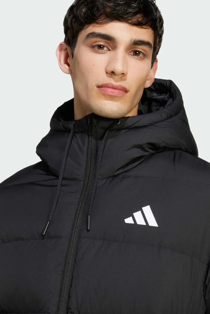 Мужской черный пуховик Essentials Climawarm 3-Stripes Puffer Hooded 4