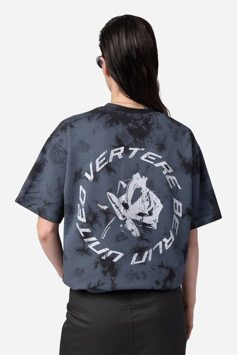 Темно-синя футболка DISTRESSED ROSE NAVY (унісекс) 6