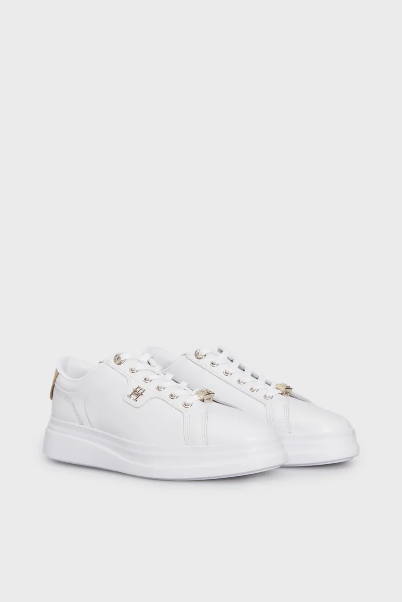 Женские белые кожаные сникерсы POINTY COURT 3