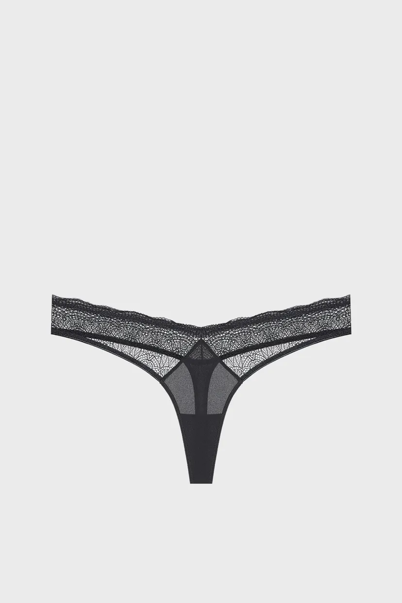 Женские черные трусики THONG 6