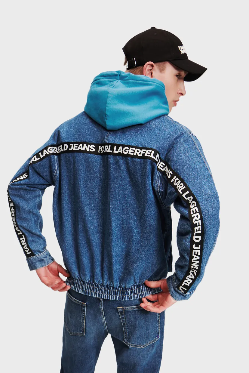 Мужская синяя джинсовая куртка klj logo denim bomber jacket 3