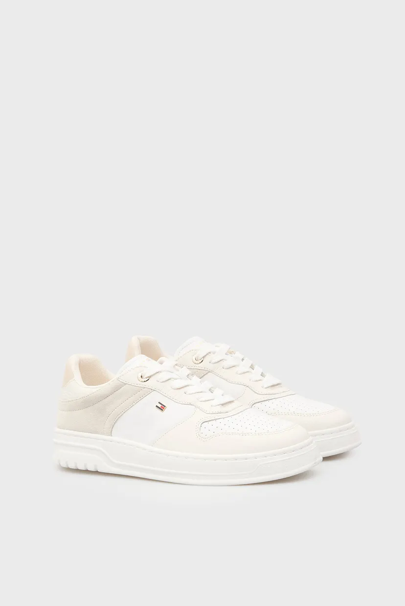 Женские белые кожаные сникерсы SPORTY CUPSOLE 3