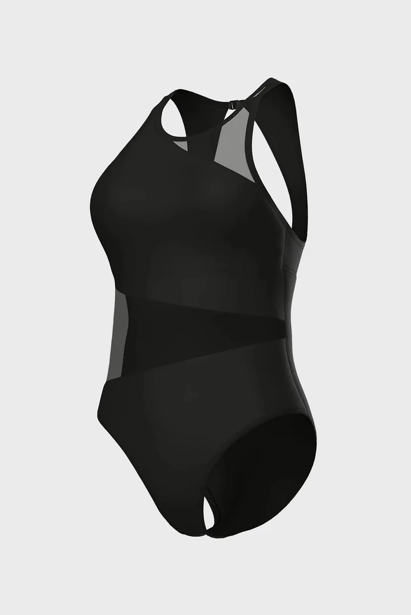 Женский черный купальник MESH ANGLE SWIMSUIT VENT BACK 4