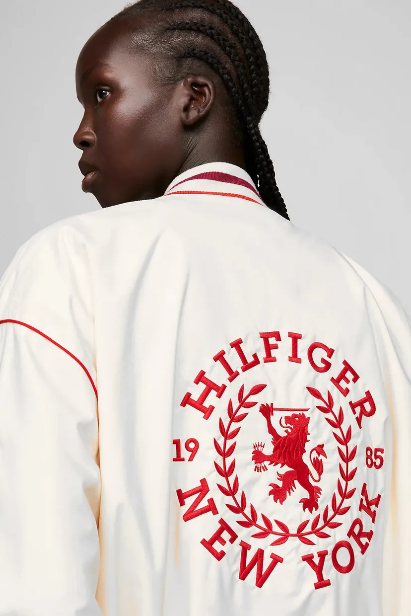 Женский белый бомбер OVERSIZED BASEBALL JACKET 5