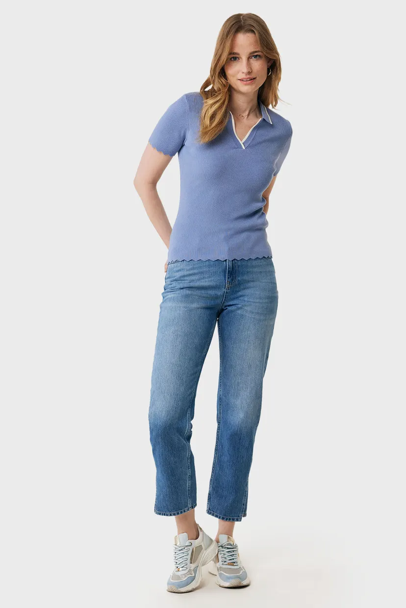 Женское синее поло Polo piping knit 3
