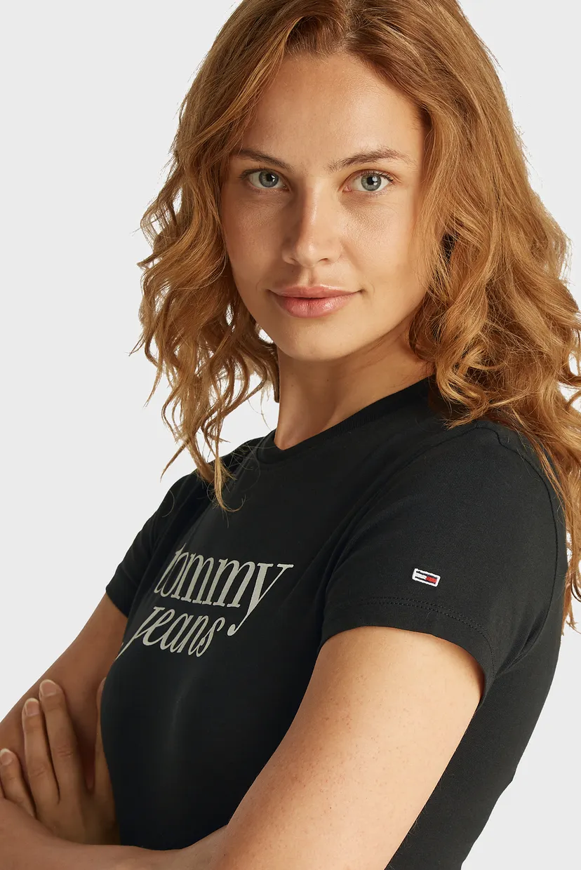Жіноча чорна футболка TJW SLIM ESSENTIAL LOGO TEE EXT 4