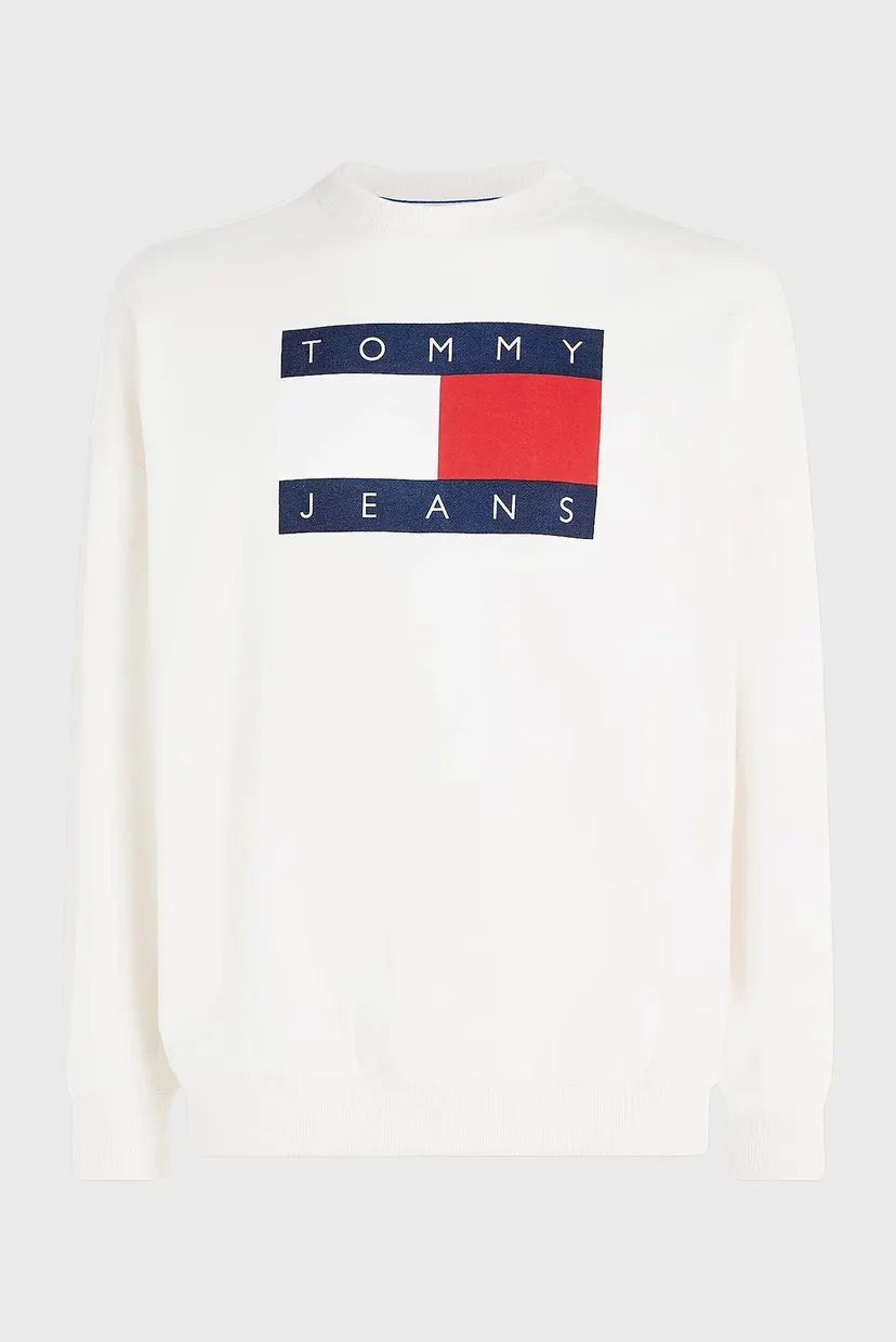Женский белый свитшот TJW OVS TOMMY FLAG CREW 5