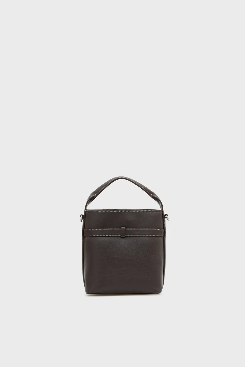 Жіноча темно-коричнева сумка BUCKLE MINI BUCKET 4