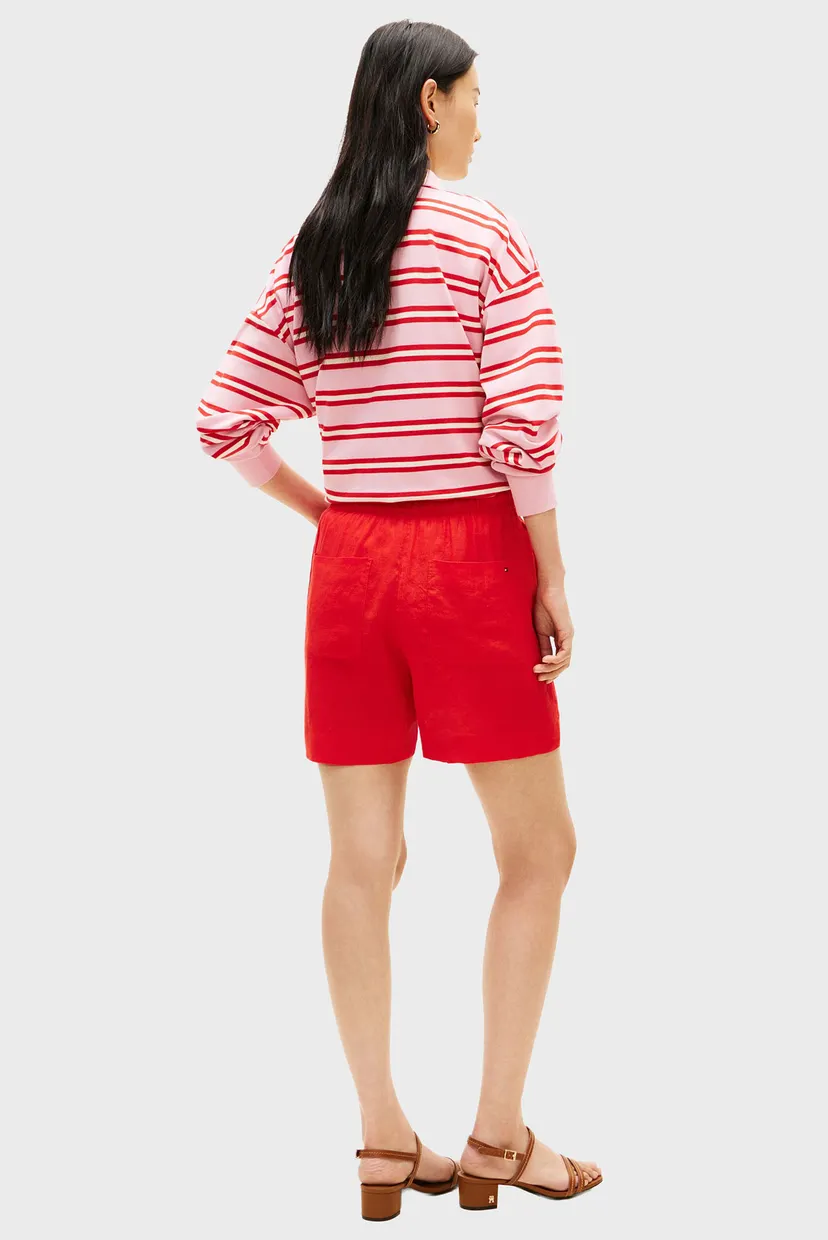Женские красные льняные шорты PULL ON 3