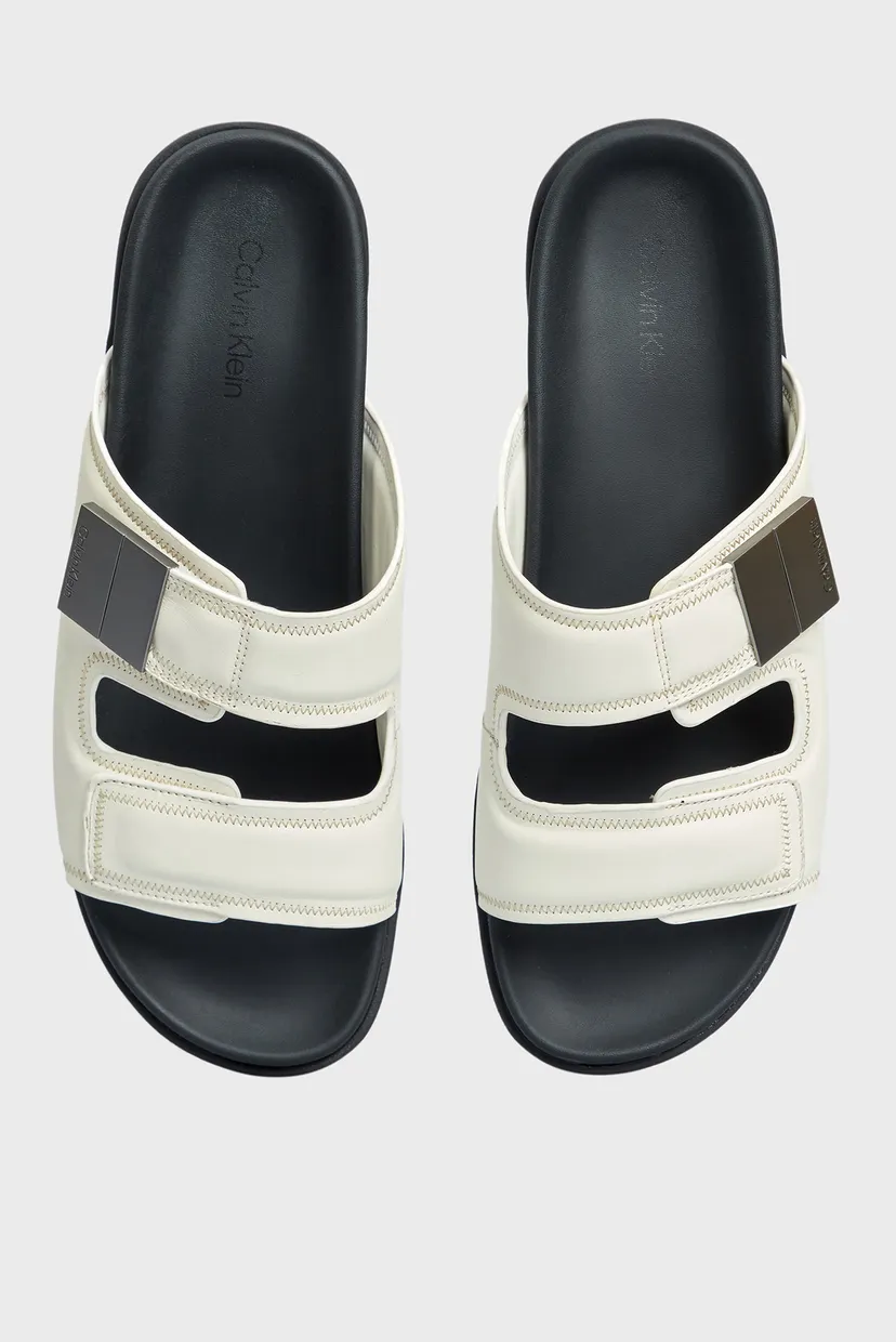 Чоловічі білі шкіряні слайдери DOUBLE STRAP SANDAL 4