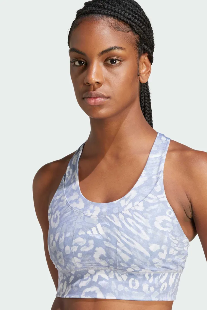 Жіночий сірий топ з візерунком Own the Run Pocket Medium Support Print 4