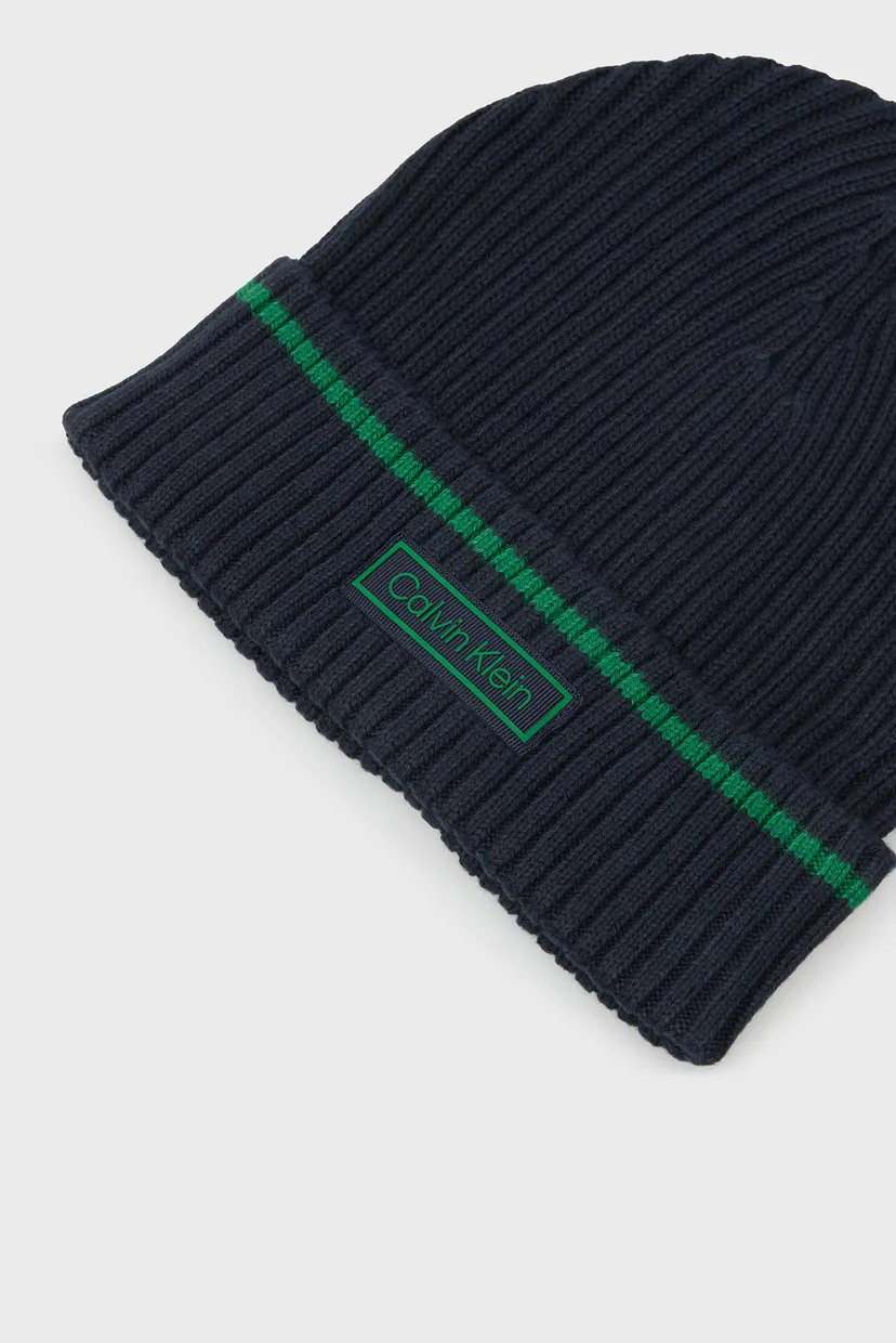 Мужская темно-синяя шапка PATCH RIB COTTON TIPPING BEANIE 4