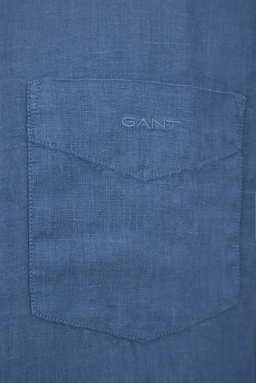 Мужская синяя льняная рубашка EG GMNT DYED LINEN BAND SHIRT 3