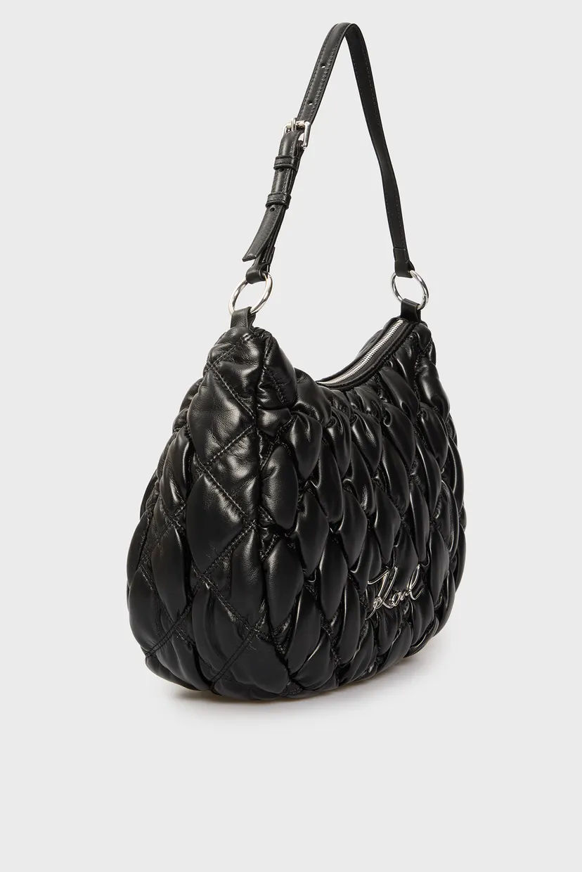 Жіноча чорна сумка SIGNATURE KUILT HOBO 3