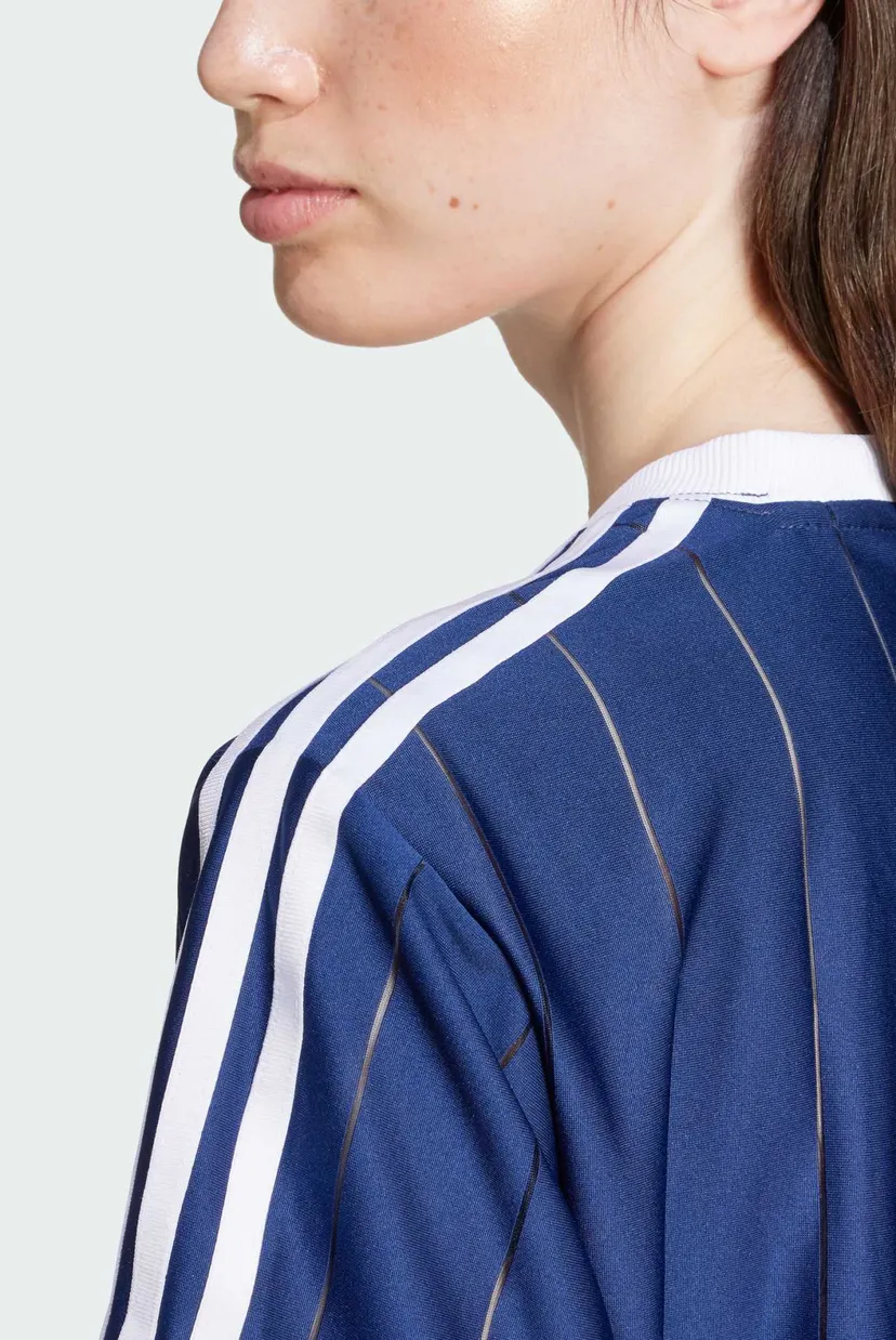 Женская синяя футболка Adicolor 3-Stripes Pinstripe 5