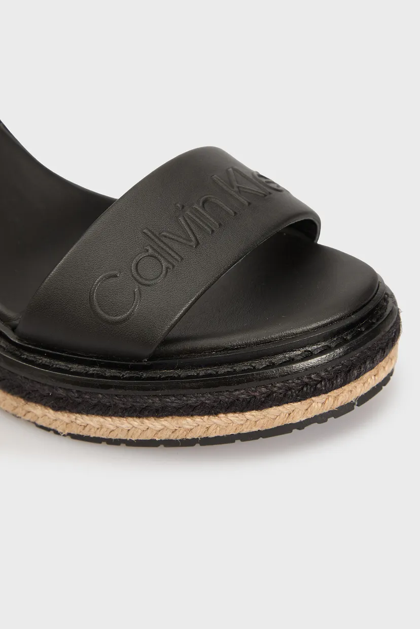 Жіночі чорні шкіряні босоніжки WEDGE SANDAL 70 - HE 4