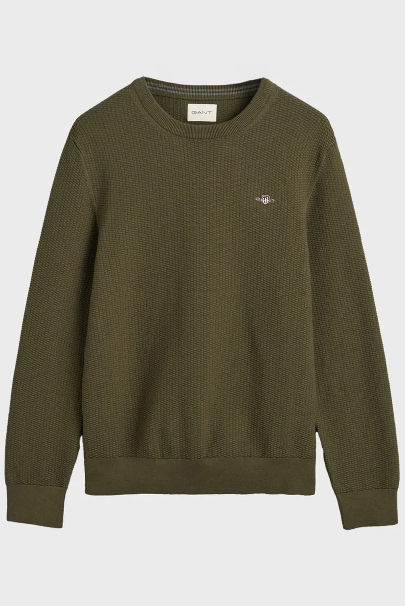 Чоловічий оливковий джемпер COTTON MICRO TEXTURED 5
