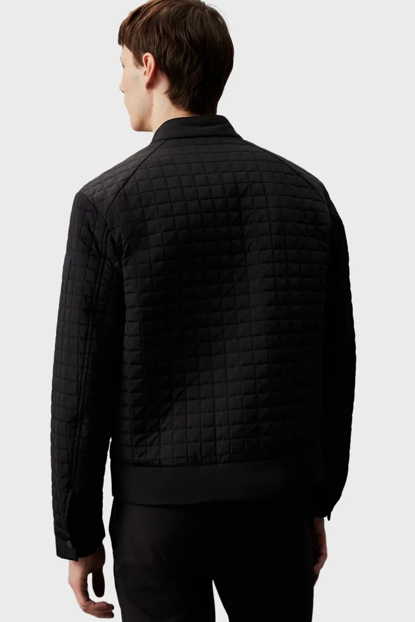 Чоловічий чорний бомбер GRID QUILT BIKER SLW 3