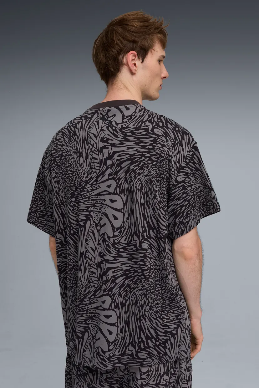 Мужская черная футболка с узором Melo World Oversized Tee Men 3