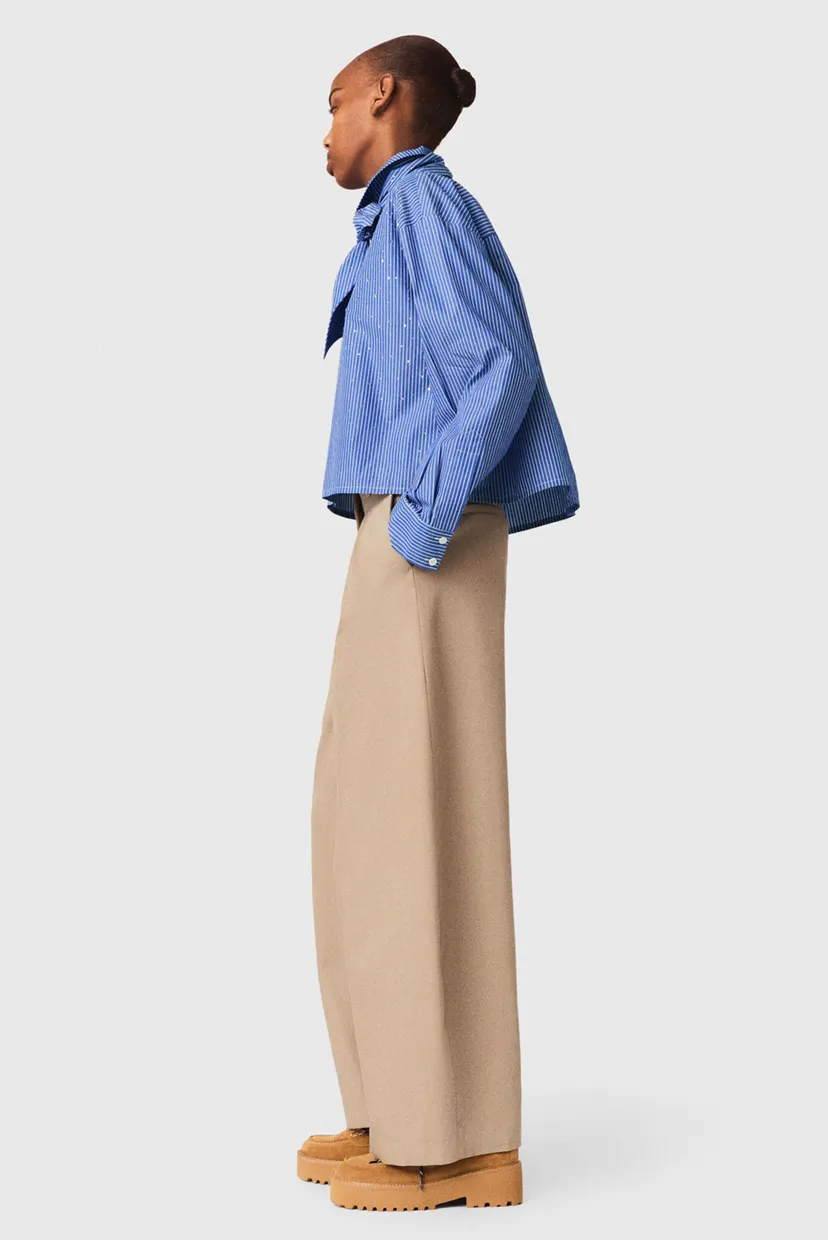 Женская синяя рубашка в полоску 3