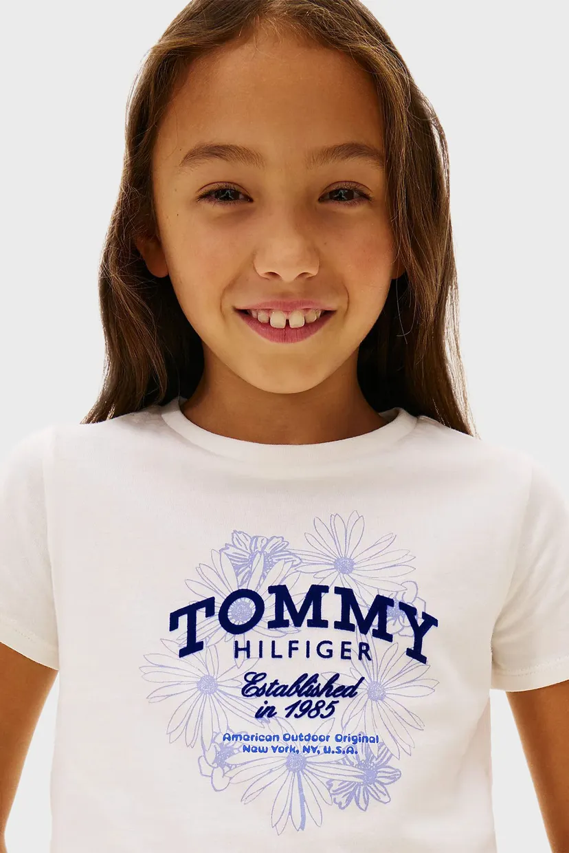 Дитяча біла футболка TOMMY FLOCK FLOWER 4