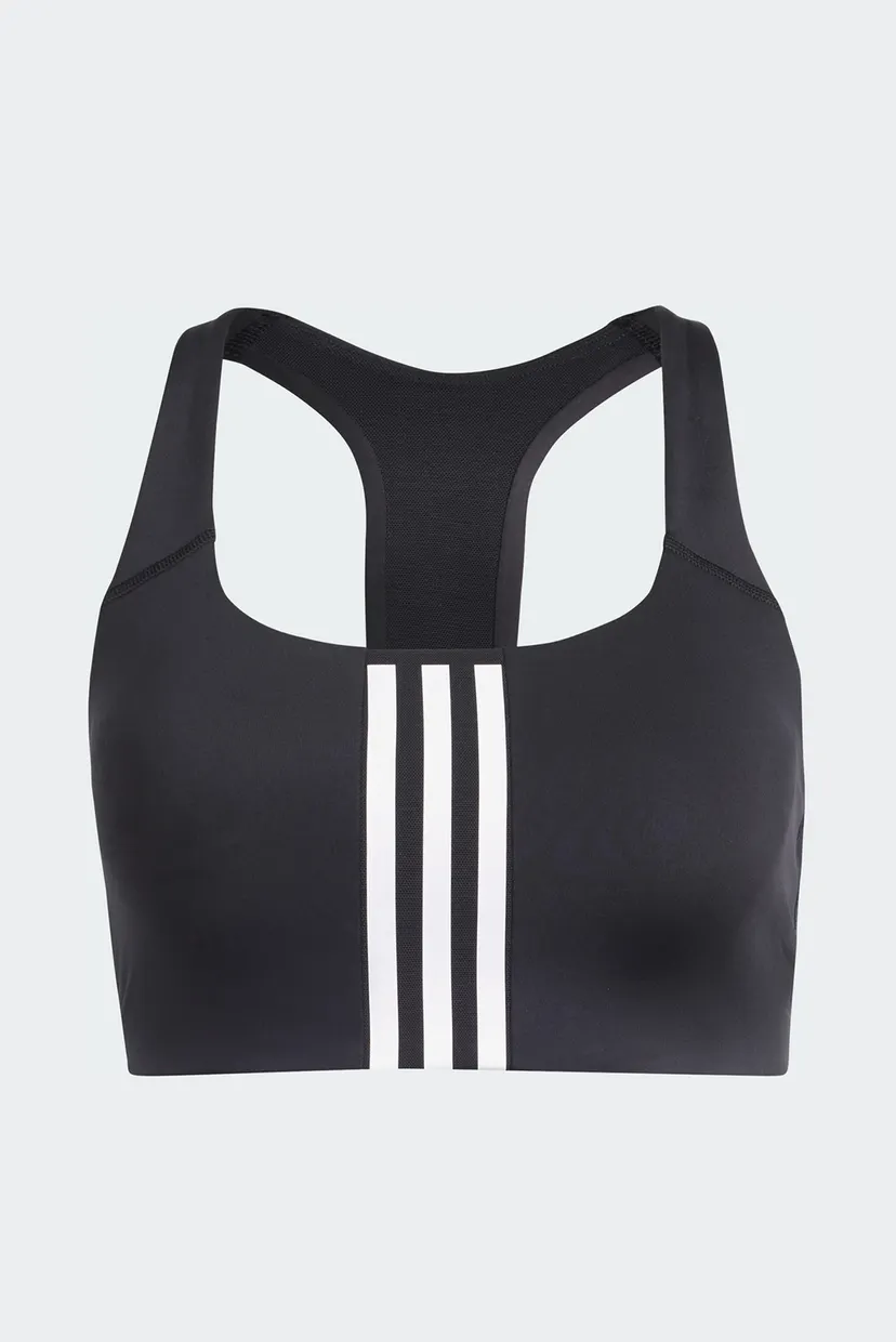 Женский черный топ Powerimpact Training Medium-Support 3-Stripes 6
