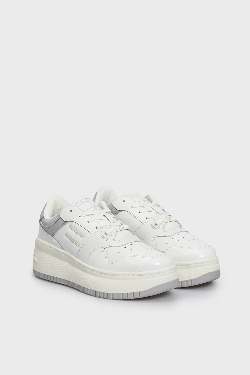Женские белые кроссовки TJW RETRO BASKET FLATFORM PATENT 3