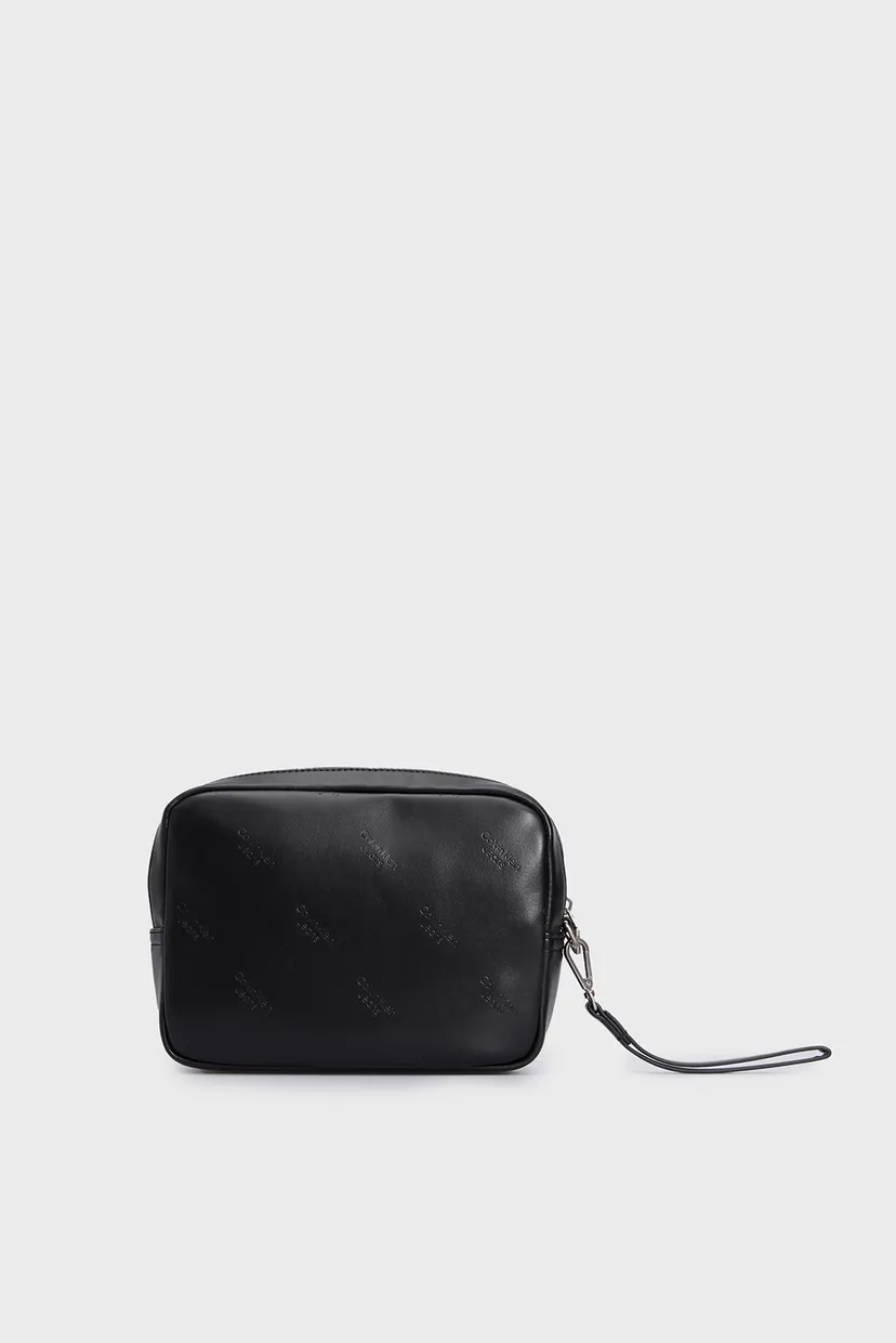 Женская черная косметичка LOGO PRINT POUCH W/FRONT POCKET 3