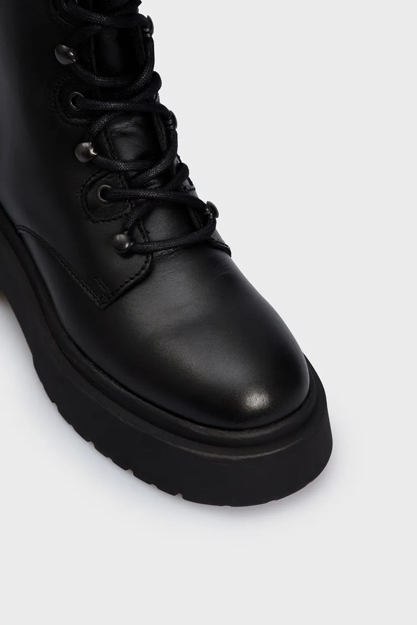 Женские черные кожаные ботинки TJW LACE UP BOOT CHUNKY 4