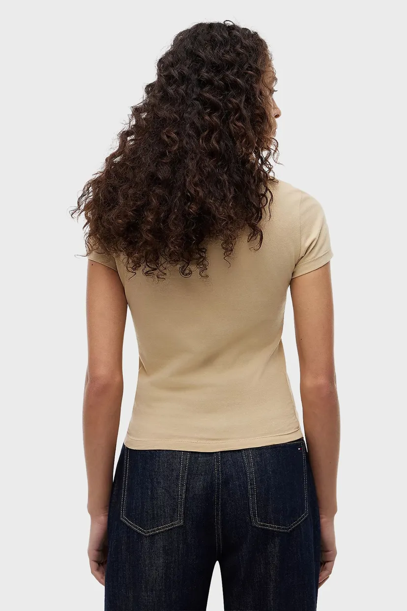 Женская бежевая футболка SLIM C-NECK 3
