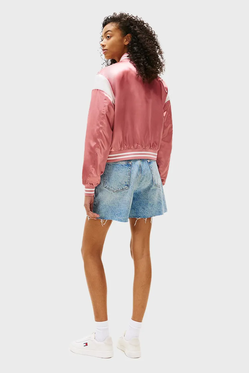 Женский розовый бомбер TJW SCRIPT VARSITY JACKET 3