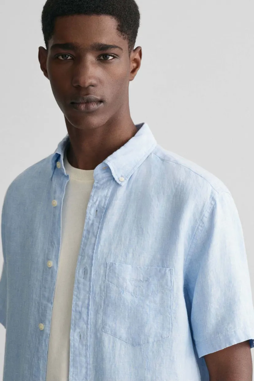 Мужская голубая льняная рубашка REG LINEN SS 4