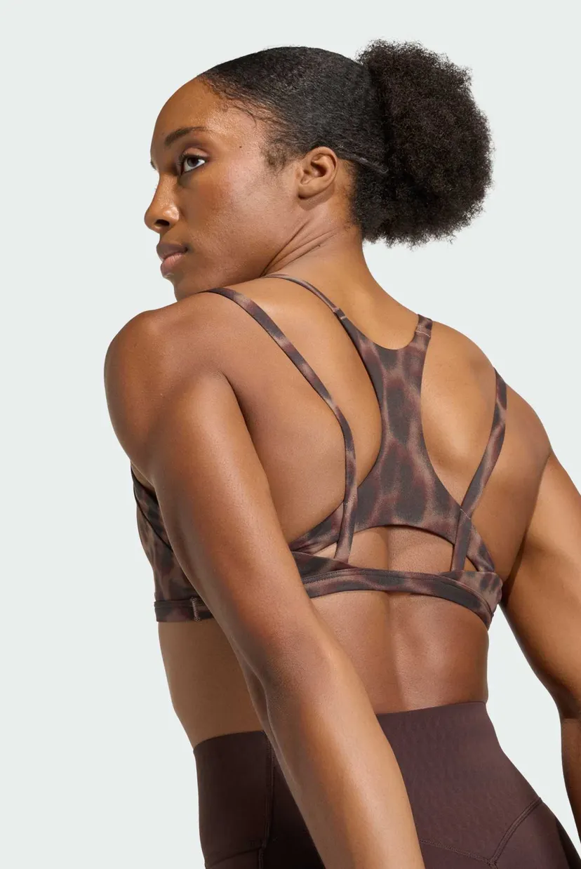 Жіночий коричневий топ з візерунком Optime Leopard Strappy Light Support 4