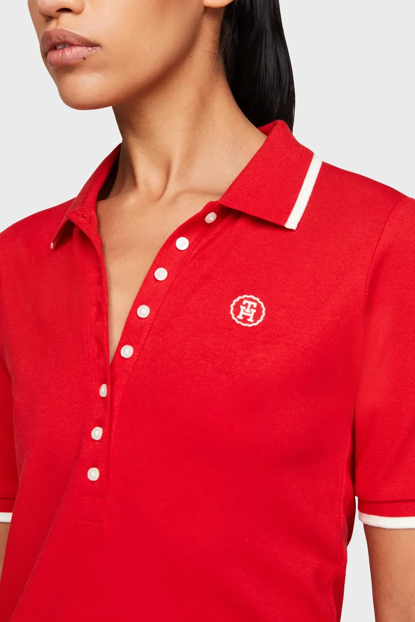 Женское красное платье SLIM SMD TIPP LYCLL POLO DRES SS 4