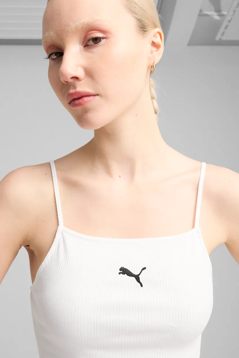 Женский белый топ WARDROBE ESS Ribbed Tank Top Women 4