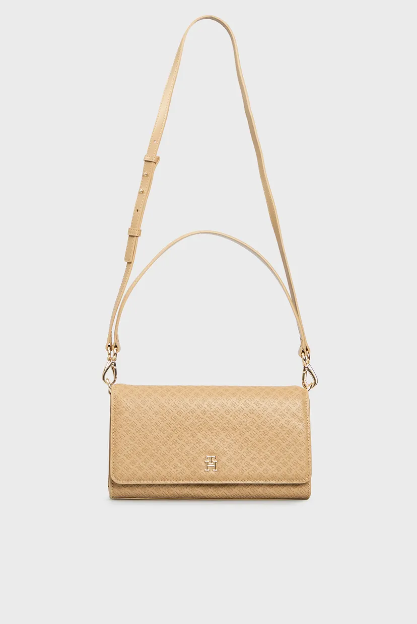 Жіноча бежева сумка з візерунком TH ETERNITY SHOULDER BAG MONO 5