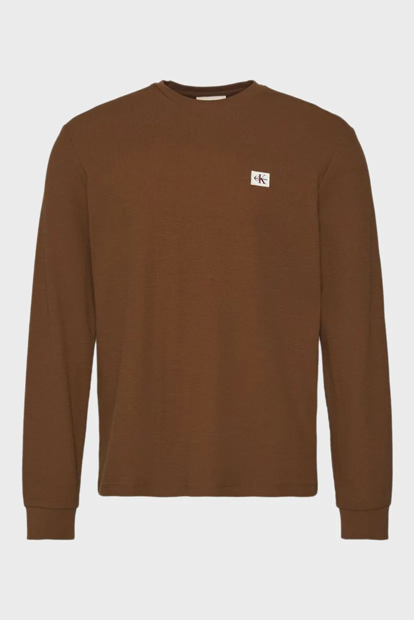 Чоловічий коричневий лонгслів WAFFLE BADGE CREWNK TEE 6