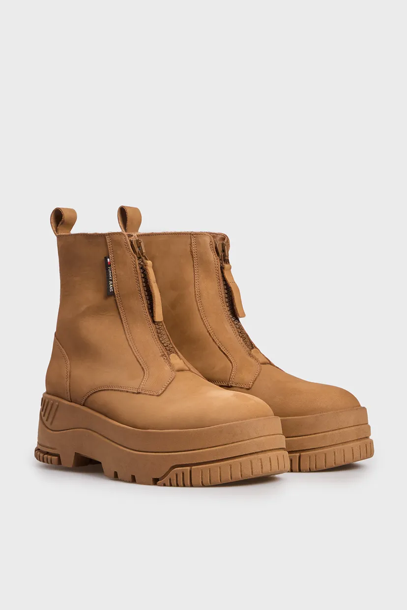 Жіночі коричневі нубукові черевики TJW ZIP UP FLATFORM NUBUCK BOOT 3