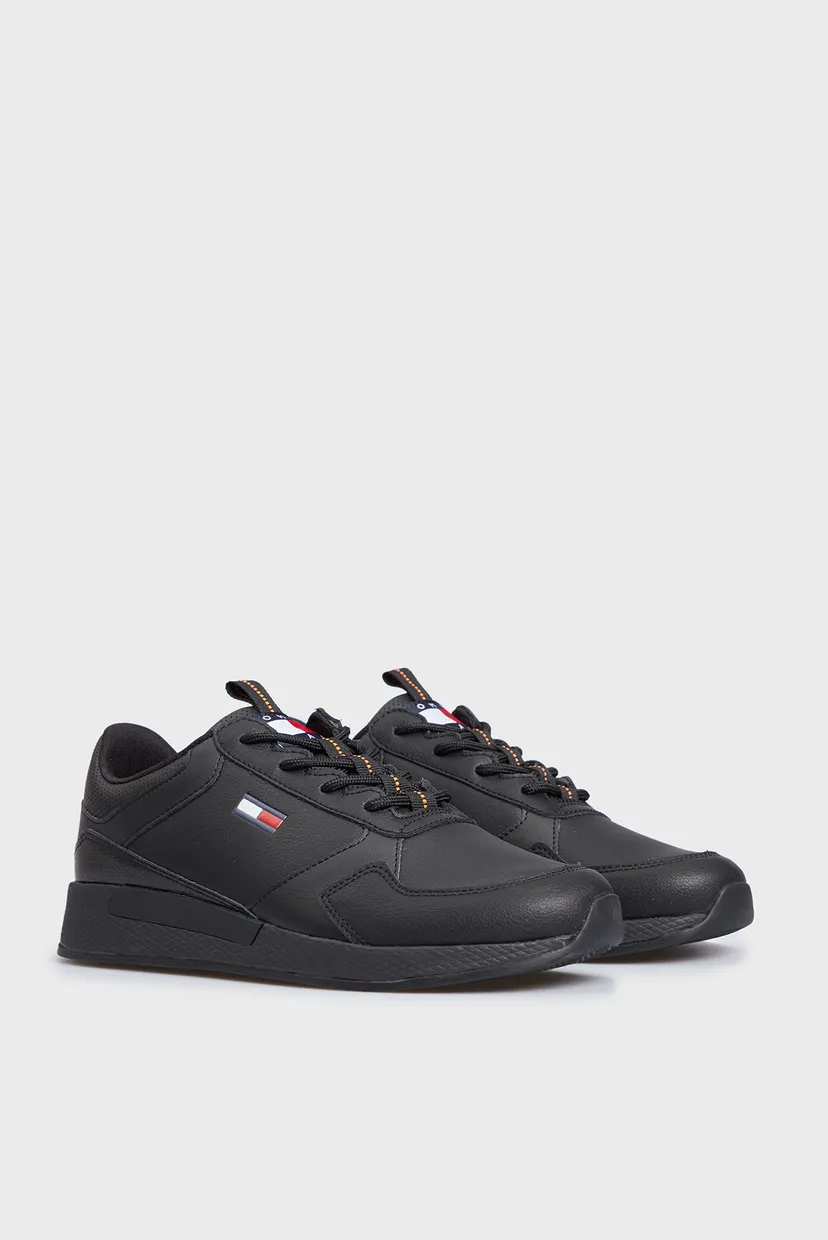 Мужские черные кожаные кроссовки TOMMY JEANS FLEXI RUNNER 3