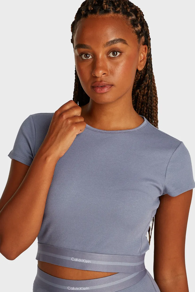 Жіночий синій топ RIB CROP TEE 4