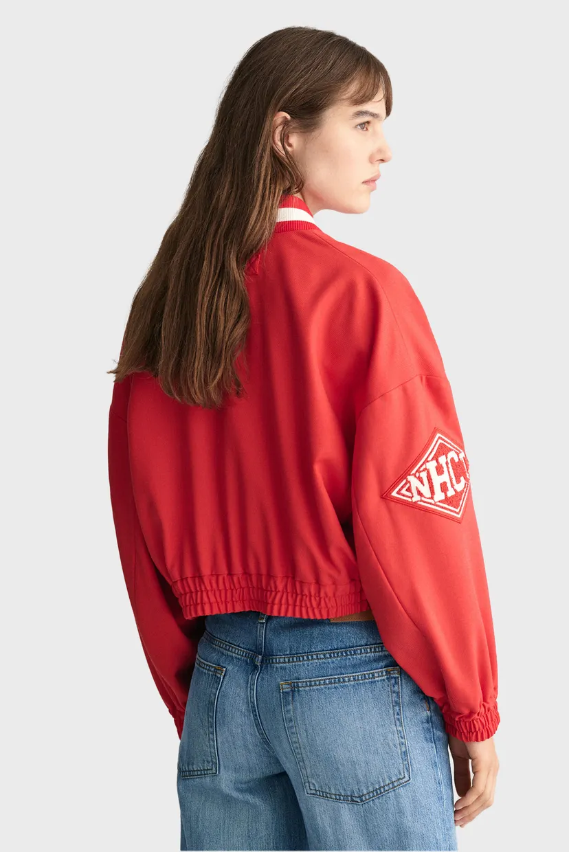 Женский красный бомбер CROPPED VARSITY 3