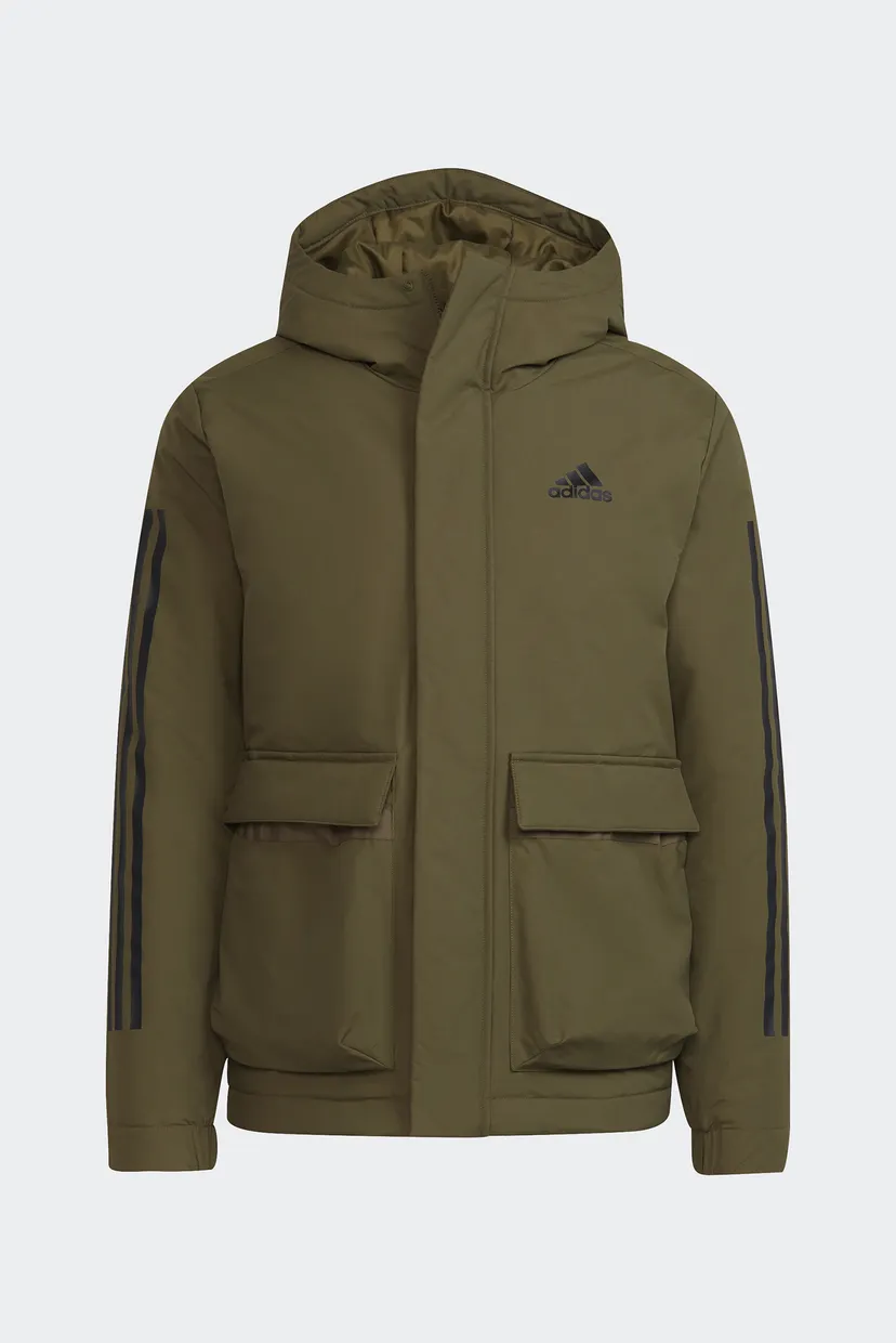Чоловіча зелена куртка з капюшоном Utilitas 3-Stripes 9
