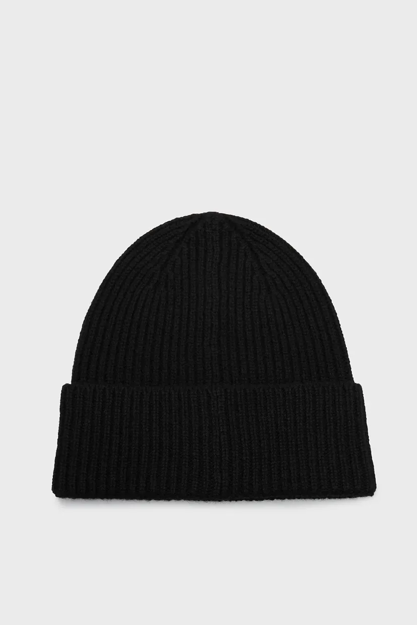Мужская черная кашемировая шапка TH CASHMERE PLAQUE BEANIE 3