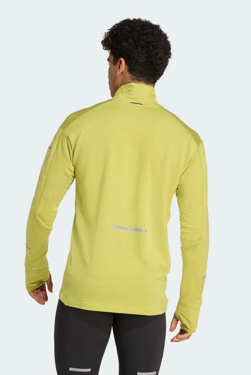 Мужская желтая спортивная кофта Adi365 Running CLIMAWARM+ Half-Zip