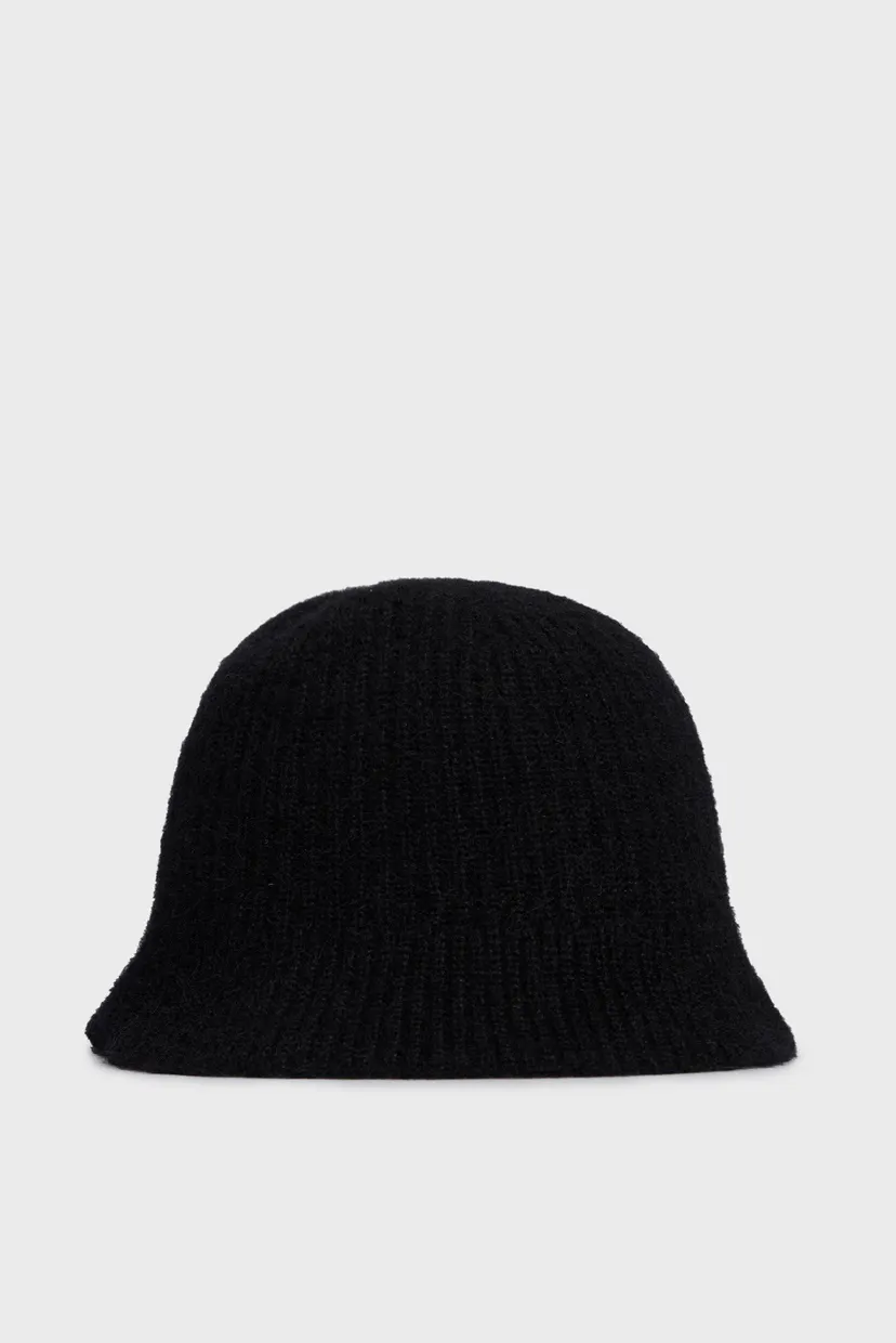 Жіноча чорна шапка WOVEN LABEL SOFT WOOL CLOCHE HAT 3