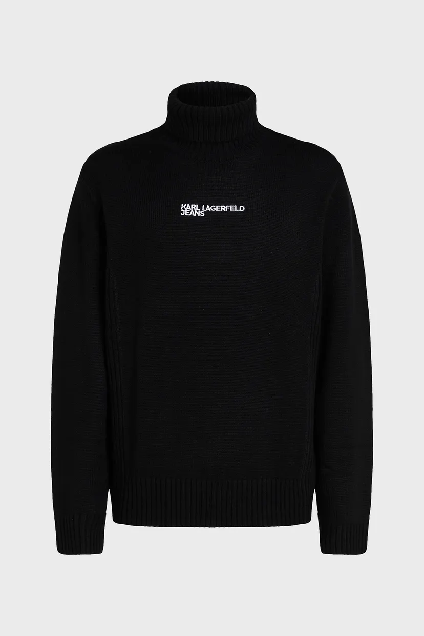 Мужской черный шерстяной свитер regular rollneck 5
