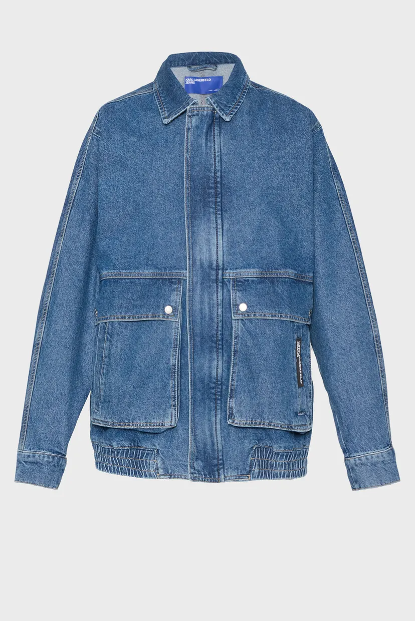 Мужская синяя джинсовая куртка klj logo denim bomber jacket 6