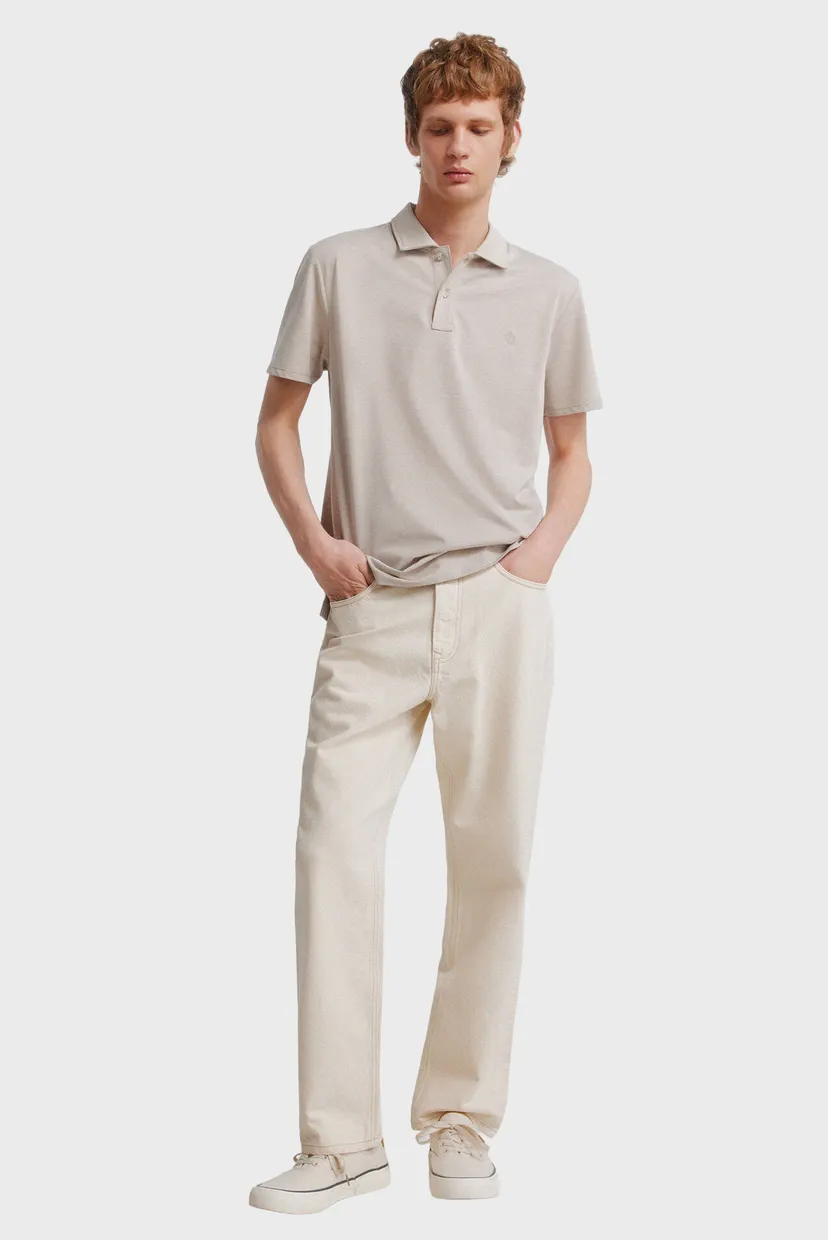 Мужское бежевое поло slim fit 4